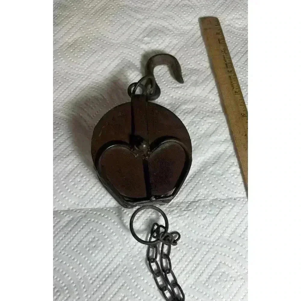 Metal pulley with hook Farmhouse Decor New